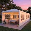 HOTEEL 10x30 Party Tent, Large 300 Sq Ft Backyard Event Outdoor Canopy Holds 40+ Guests, with 8 Removable Sidewalls & 2 Zipper Doors, Carpas para Fiestas for Wedding, BBQ & Baby Shower, White