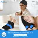 Atsuwell Cold Therapy Socks & Hand Ice Pack Cooling Cap for Chemotherapy Neuropathy, Reusable Cold Compression with Adjustable Strap, Chemo Care Package for Women & Men, Black, S/M