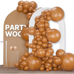 PartyWoo Tan Balloons 120 pcs Different Sizes of 18 12 10 5 Inch Boho Neutral Light Brown Coffee Fall Latex Balloon Arch Kit for Birthday Safari Boy Baby Shower Jungle Party Decorations Brown-F10