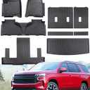 DrCarNow for Chevy Tahoe/for GMC Yukon 7 Seater Floor Mats 2024 2023-2021,Fit All-Weather Floor Mats & Cargo Liner Heavy Duty TPE for Chevrolet Tahoe Accessories Only Fit for 2-Row Captain's Chairs