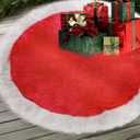 24 Inch Faux Fur Christmas Tree Skirt Soft Plush Tree Mat Thick Red Velvet and White Plush Tree Skirts Christmas Decorations Fluffy Tree Skirts Xmas Holiday Party Indoor Decorations, Red