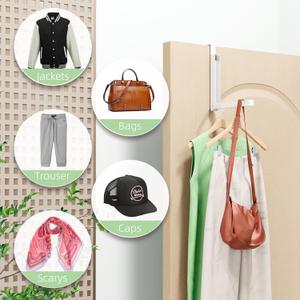 BAKON Over The Door Hanger Folding Clothes Drying Rack, Folding Hanging Coat Rack for Indoor Laundry Room Compact Small Space Foldable Portable Clothing Hanger Hook Collapsible- 2 Pack(White)