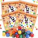 ERTIUANIO Halloween Games for Kids Party, Halloween Dice Rolling Game with 30 Fun Ghost Gards and 30 Dice for Adults Teens, Halloween Kids Games for Classroom Family School Activities Party Supplies