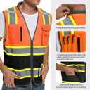 Reflective Safety Vest for Men and Women - High Visibility Construction Vest - Dual Tone Reflective Strips (Large, Orange-black)