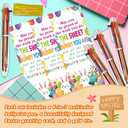 48 Pcs Easter Appreciation Gifts Bulk for Coworker Include 24 Pcs 6-in-1 Multicolor Ballpoint Pens 24 Pcs Greeting Cards with Ties Thank You Gifts for School Employee Office