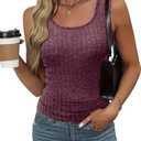Womens Tank Tops Crewneck Sleeveless Summer Sweaters Vest Casual Basic Tees Ribbed Shirts (Red, S)