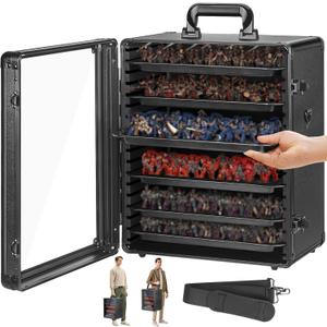 ONULISS Miniature Storage Case Miniatures Transport Case Aluminum Alloy Frame with Shoulder Strap 6 Trays (The Shadow Vault) (Void Black)