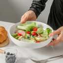 Pasta Bowls Set of 4, Stoneware 34 oz Salad Bowls, Ceramic Bowl Plates for Pasta, Salad, Fruit, Cereal, Soup, Wide Shallow Bowls, Microwave & Dishwasher Safe, Matte White