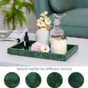 Marble Bathroom Vanity Tray, Natural Luxury Vanity Home Kitchen Bathroom Table Tray, Stone Decorative Countertop Dresser Trays for Key Coffee Perfume Jewelry Makeup (Blackish Green, 12" x 8" x 1.2")