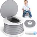 Portable Potty for Toddler Travel Foldable Potty Seat for Toddler Training Toilet for Kids Boys Girls Car On The Go Potty Travel Toilet Chair for Camping Park Indoor/Outdoor (Grey)