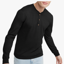 Hanes Originals Men's Henley T-Shirt, Long Sleeve Cotton Henley Tees for Men L