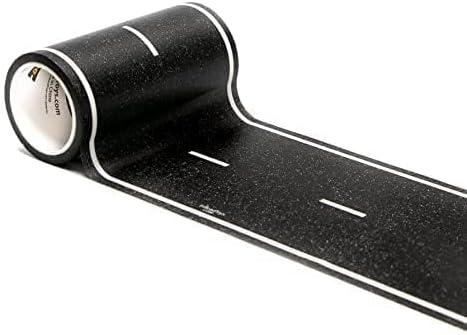 PlayTape Road Tape for Toy Cars - Sticks to Flat Surfaces, No Residue; 30 ft. x 4 in. Asphalt Road