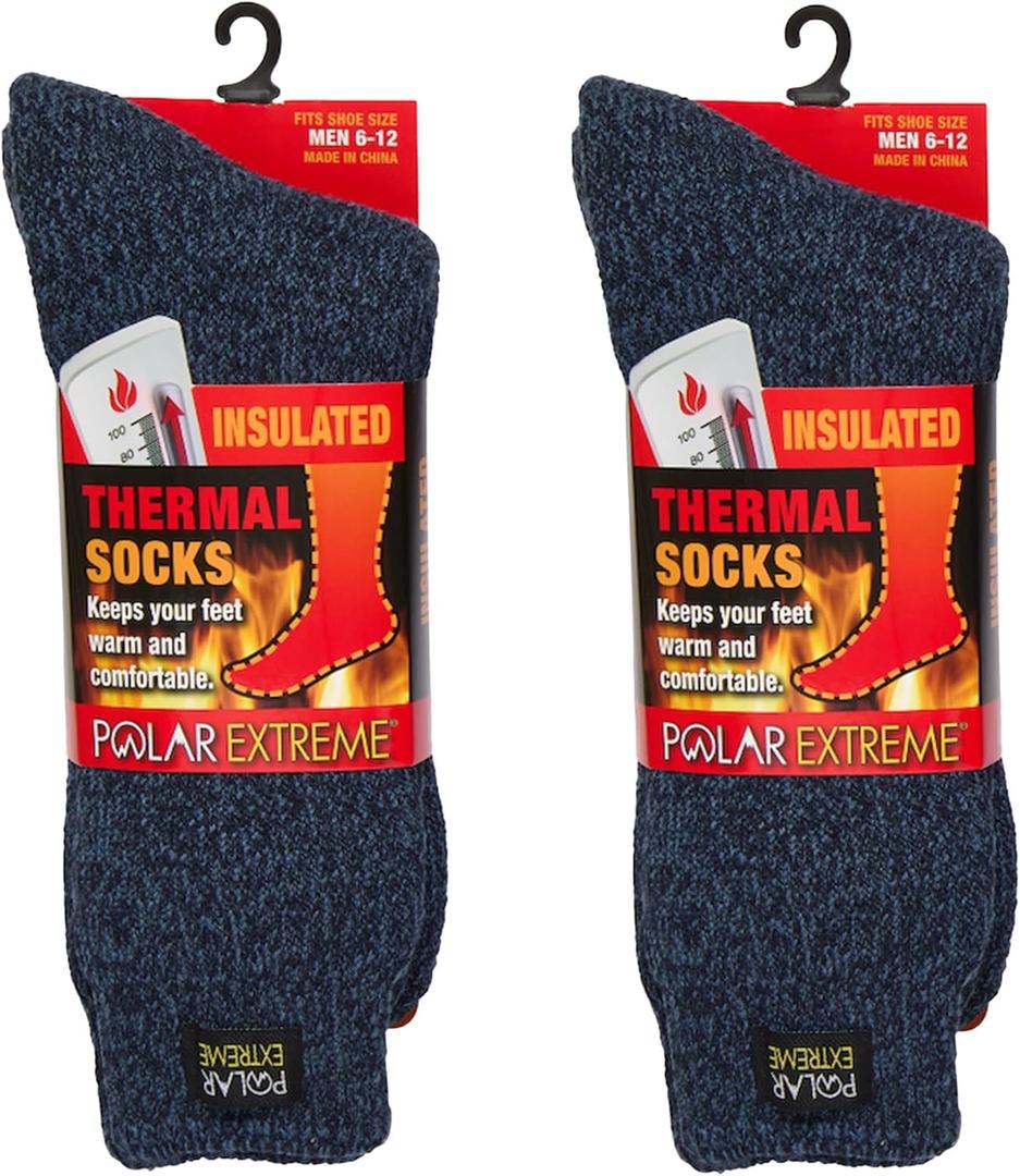 Polar Extreme Thermal Hiking Socks Cushioned, Insulated, Warm para Boots, Men & Women, One Size Fits Most 6-12, 2-Pack