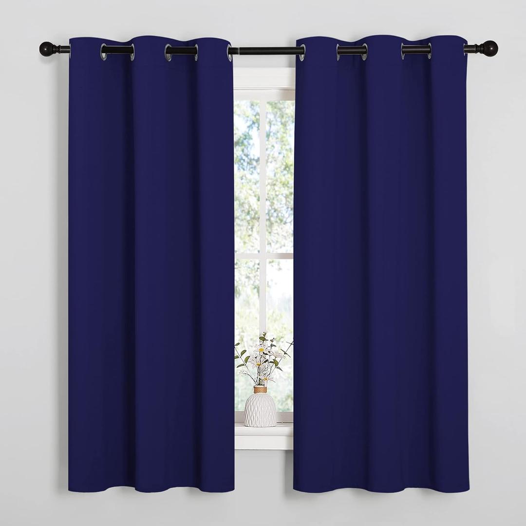 NICETOWN Blackout Curtain Panels, Window Treatment Energy Saving Thermal Insulated Solid Grommet Blackout Drapes/Draperies (Royal Blue, 1 Pair, 34 by 54)