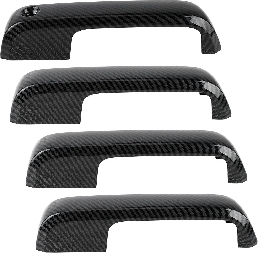GoaMotors 4PCS Exterior Door Handle Cover w/o Smart Keyhole Compatible with Ford F-150 4DR 2015 2016 2017 2018 2019 2020 Door Handle Carbon Fiber Pattern Trim