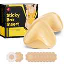 DesirTop Double Sided Sticky Bra Push Up, Invisible Bra Pad Inserts for Large Breasts, Adhesive Bra for Bikini Swimsuit (Beige, Large)