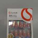 Curvlife Bling Coffin Press on Nails Short Square Acrylic Fake Nails with Apricot Design Full Cover False Nails Glossy Gradient Artificial Stick on Nails for Women(Gradient Nude White)