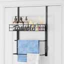 SWTYMIKI SWTYMIKI Over The Door Towel Racks for Bathroom - 5-Tier Wall Mounted Bathroom Towel Storage Organizer Holder with Metal Shelf (3 Tier-Black)