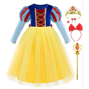 Princess Costume for Girls Dresses Toddler Kids Outfit for Halloween Birthday Party Cosplay with Accessories 2-3Y
