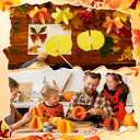 Leinuosen 72 Pcs/24Sets Fall Crafts Large Wooden 3D Pumpkin Cutouts 8 Inch Unfinished Wooden Slices to Paint Table Centerpieces Decor for Thanksgiving Autumn Party Tiered Tray Decor(Solid)