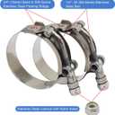 ROADFORMER 3" T-Bolt Hose O.D. Clamp: 71mm - 79mm (2.81" - 3.11") Hose Clamp for 3 inch Hose O.D., Stainless Steel Bolt and Band, Floating Bridge and Nylon Insert Locknut, 2 Pack