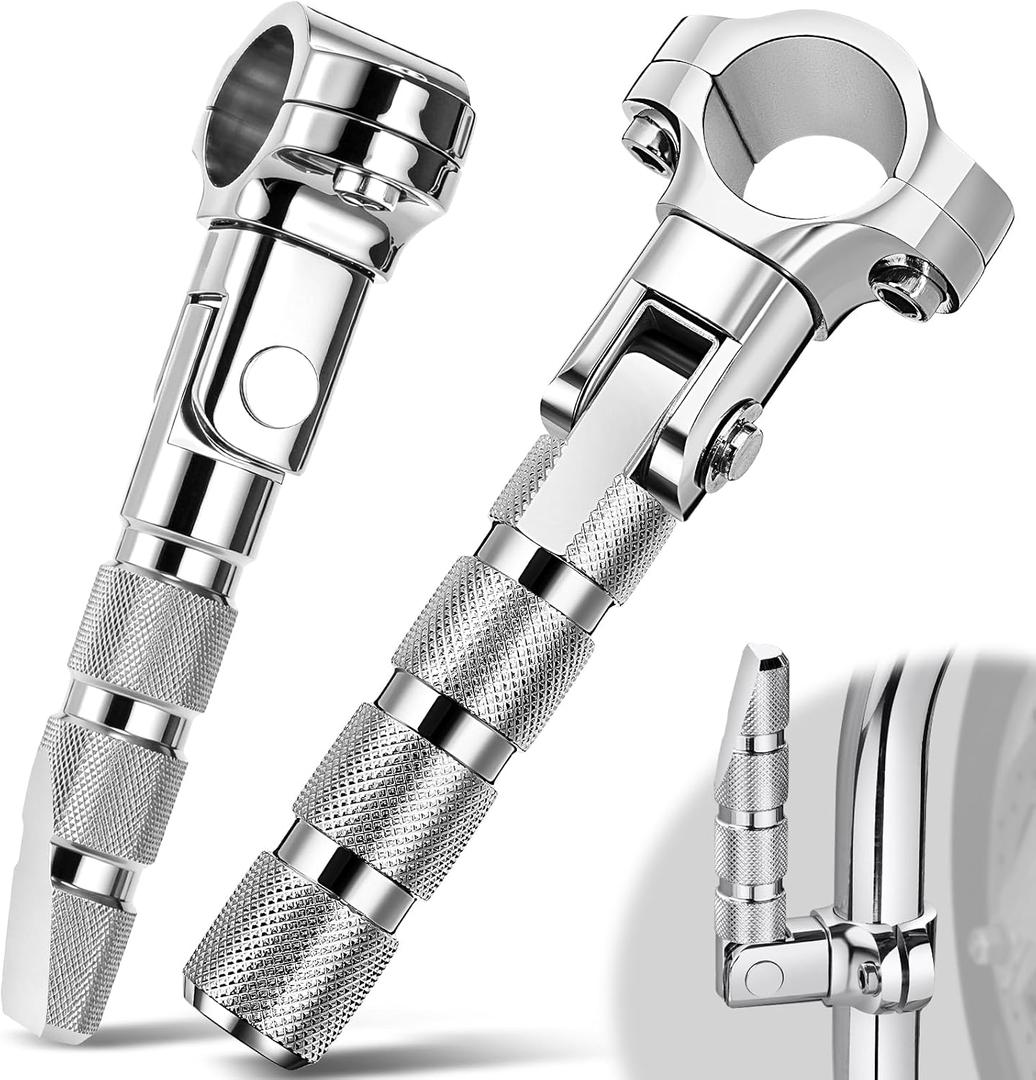 PBYMT Highway Footpegs, 1" & 1.25" Highway Pegs Stainless Steel CNC Aluminum Adjustable Fit for Harley Davidson Street Glide Road King Road Glide Softail Dyna Sportster Engine Guard Chrome