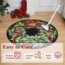 U'Artlines Christmas Washable Round Area Rug 6ft Bell Leaves Laundry Rug Runner Non Slip Soft Throw Rugs Carpet for Entryway Living Room Bedroom Black