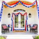 4th of July Decorations - 2 Pack 2x20 FT Patriotic Decorations Bunting Flags with Ribbon Ties - Fourth of July Deals Red White and Blue Independence Day 250th Anniversary Banner Indoor Outdoor Decor