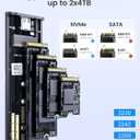 ORICO Dual M.2 NVMe SSD Aluminum USB3.2 Gen2 10Gbps, M.2 Type-C Docking Station for PCIe M-Key, B&M Key 2230/2242/2260/2280 SSD, Tool-Free, Up to 4TB