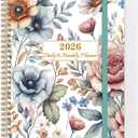 2026 Daily & Monthly Planner Calendar - Daily Planner Calendar One Page Per Day from January 2026 to December 2026, Flexible Cover, 7" x 10", Storage Pocket, Colorful Large Flower