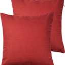 RainRoad Red Decorative Throw Pillow Cover for Sofa Couch Bedroom Car Cotton Linen Pillow Case Cushion Cover Set of 2, 18x18Inch 45cm x 45cm (Red)