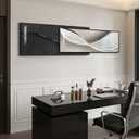 Extra Large Framed Modern Abstract Wall Art for Living Room, 2 Piece,  Black and White C