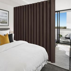 Hiasan Privacy Room Divider Patio Sliding Door Curtain Extra Wide Blackout Thermal Insulated Curtains with Back Tab & Rod Pocket for Bedroom Partition Living Room (120 x 96 Inches, Brown)