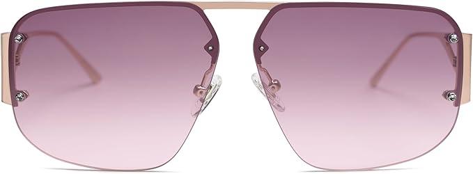 SOJOS Trendy Aviator Sunglasses Mens Womens Retro Metal Rimless Frame Shades Lentes De Sol Para Mujer SJ1192 (Purple)