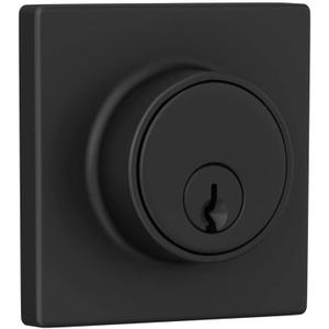 Deadbolt with Square Trim, Keyed 1 Side, Matte Black Finish