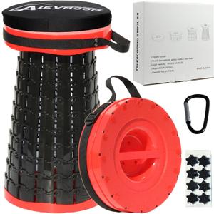 ALEVMOOM 2025 Upgraded XXL Collapsible Stool with Cushion 19.7",1000lbs Max Weight,Wider & Taller Pop Up Seat, Heavy Duty Portable Retractable Folding Stool for Camping & Outdoors (Red)
