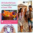 25 Count Hawaiian Leis Set Bulk for Kids & AdultsTropical Luau Flower Lei, Multicolor Party Favors for Hawaii Decor Birthday, Beach Wedding, Easter Parties & Holiday Decorations