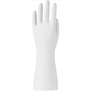 Bamllum Rubber Cleaning Gloves - 3 Pairs Latex Free Kitchen Cleaning Gloves with Cotton Liner- Household Dishwashing Gloves, Non- Slip Waterproof (Large, White)