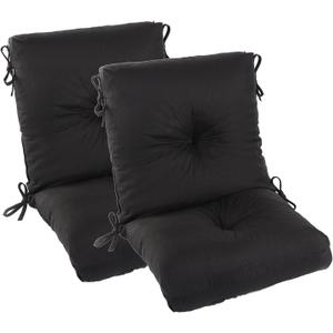 Patio Dining Chair Cushion Set of 2, Thick Tufted Rocking Chair Cushion for Outdoor, Breathable and Fade Resistant, 40 x 20 x 5 inch, Black