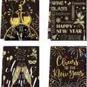 Artoid Mode Balloon Champagne Happy New Year Kitchen Towels Dish Towels, 18x26 Inch Farmhouse Fireworks Snowflake Decoration Hand Towels Set of 4