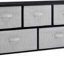 Amazon Basics Extra Wide Fabric 5-Drawer Storage Organizer Unit for Bedroom Closet, Black