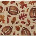 Artoid Mode Rugby Maple Leaves Football Fall Doormat, Autumn Home Decor Low-Profile Switch Rug Door Mat Floor Mat for Indoor Outdoor 17x29 Inch (Beige)