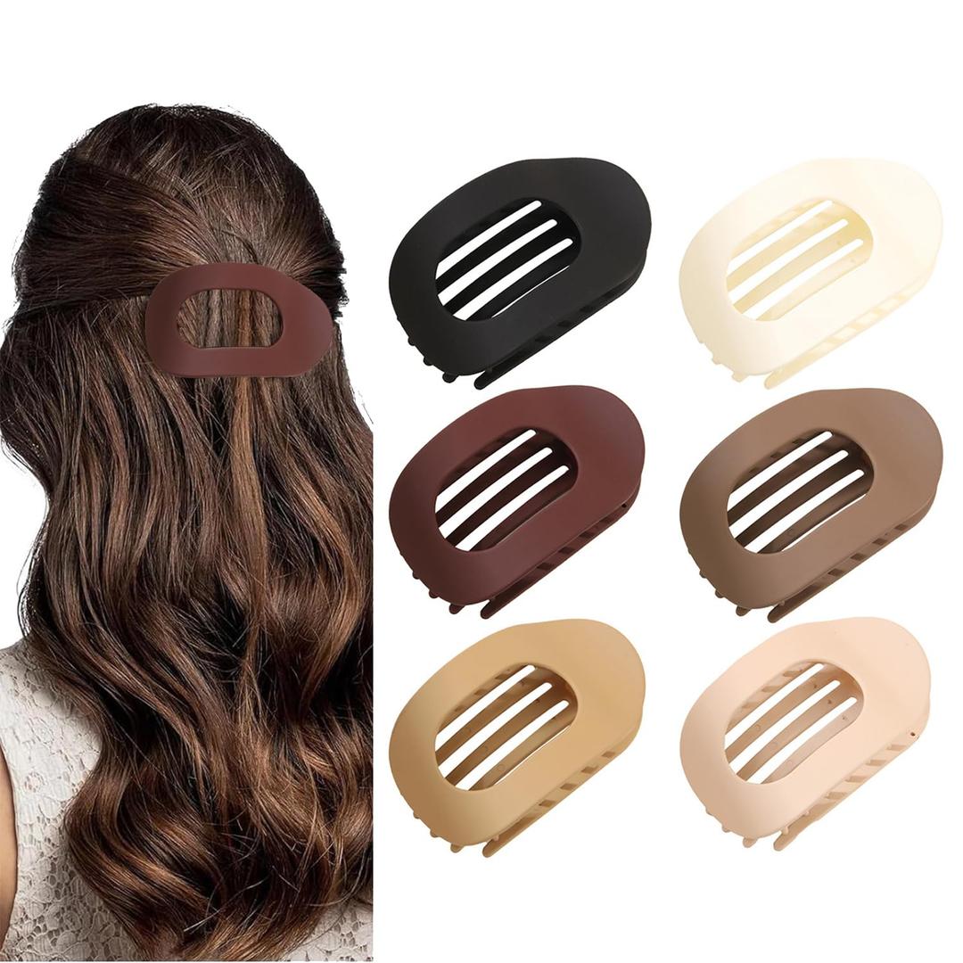 6 PCS Flat Hair Clips for Women, French Design Flat Hair Claw Clips, Strong Hold Matte Hair Barrettes for Women Thin Hair, Duck Billed Hair Clips for Daily Styling Christmas Gifts
