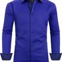 Alimens & Gentle Men's Dress Shirts Long Sleeve Wrinkle-Free Business Casual Button Down Shirt (XX-Large, Royal Blue)