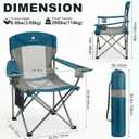2 Pack Camping Chairs for Adults,Oversized Mesh Back Lawn Chair with Cup Holder, Side Pocket&Bag for Outdoor,Beach,Picnic,Fishing,and Sports,Breathable,Heavy Duty,Blue