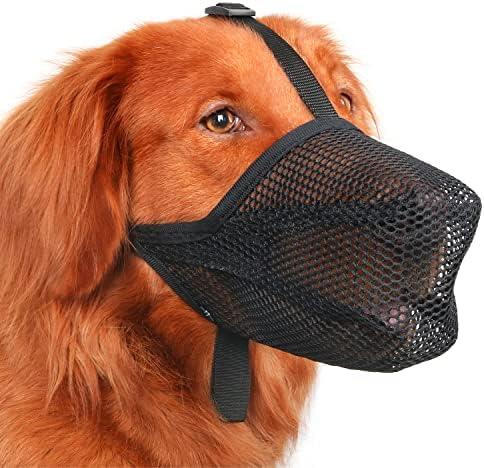 Mayerzon Dog Muzzle, Patented Soft Mesh Muzzle for Small Medium Large Dogs for Scavenging Biting Licking and Chewing, Allows to Pant and Drink (s, Black)