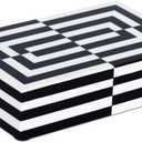 Handicrafts Home Modern Puzzle Slide Decorative Storage Box - Black & White, 8x5x2 Inches
