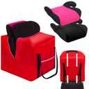 Extra Large Booster Seat Travel Bag for Airplane 15.75 x 13.78 x 9.84 Inch Backless Car Seat Travel Bag, Waterproof, Hand Design Airport Check Bag(Red)