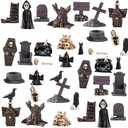 Halloween Resin Ornament Set -38pcs Mini Skull Head Mummy Ghost Day Horror Resin Decoration Home Desktop Creative Decoration Easter Gift