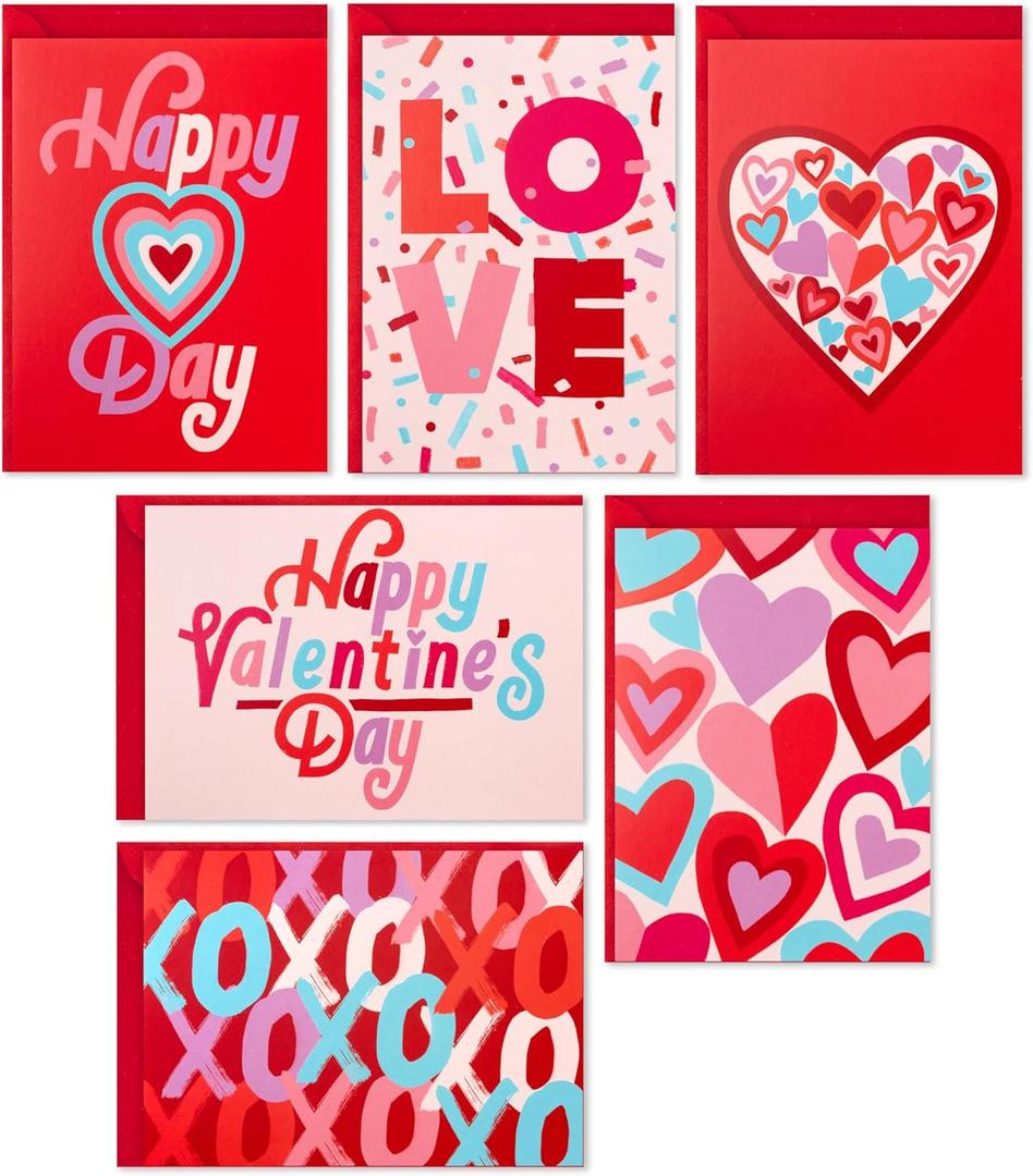 Hallmark Valentines Day Cards Assortment, XO Hearts (36 Blank Cards and Envelopes)